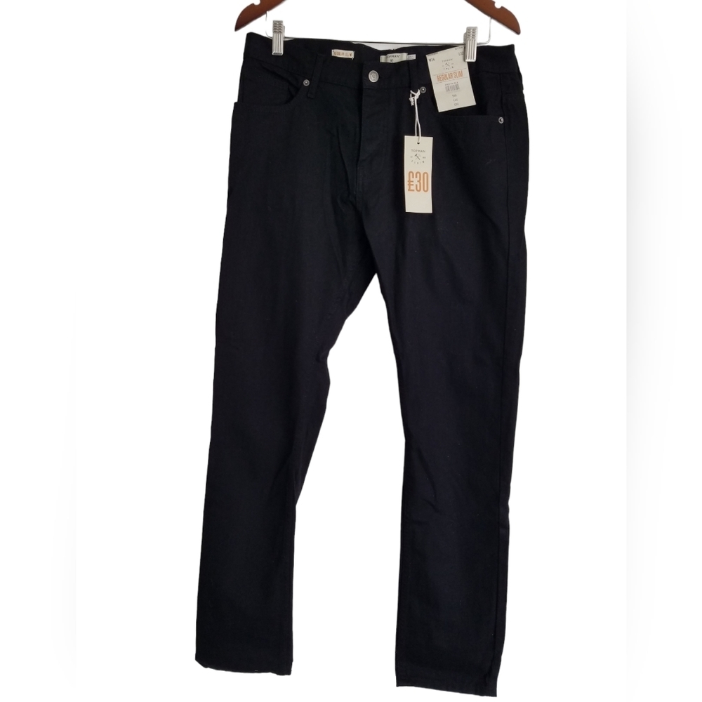 NWT Topman Regular Slim Black Pants Size W34 L32